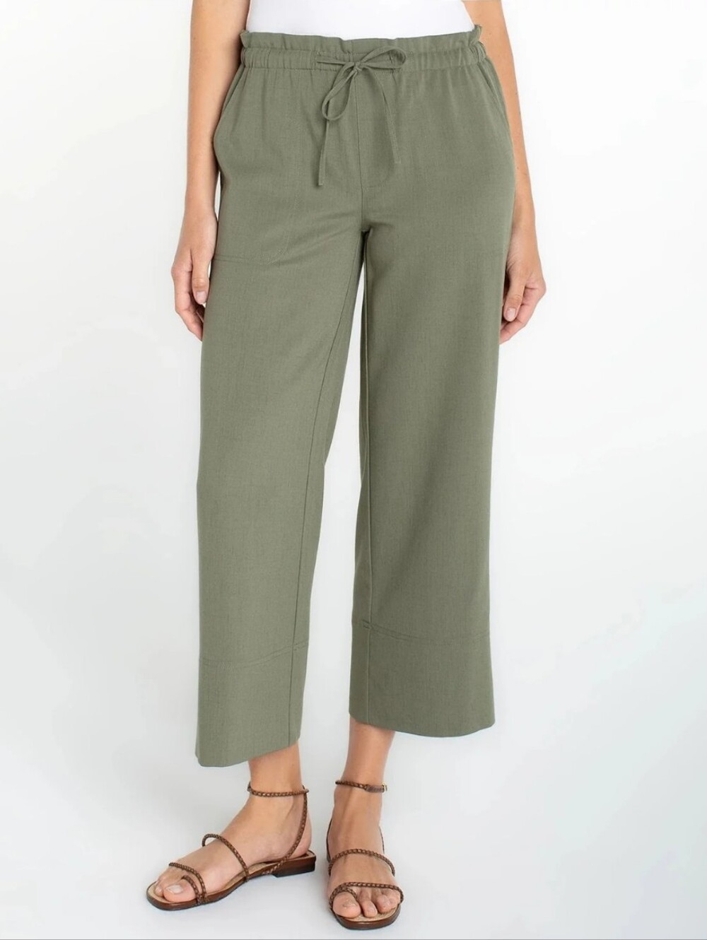 Liverpool Pull On Wide Leg Crop Trouser- L